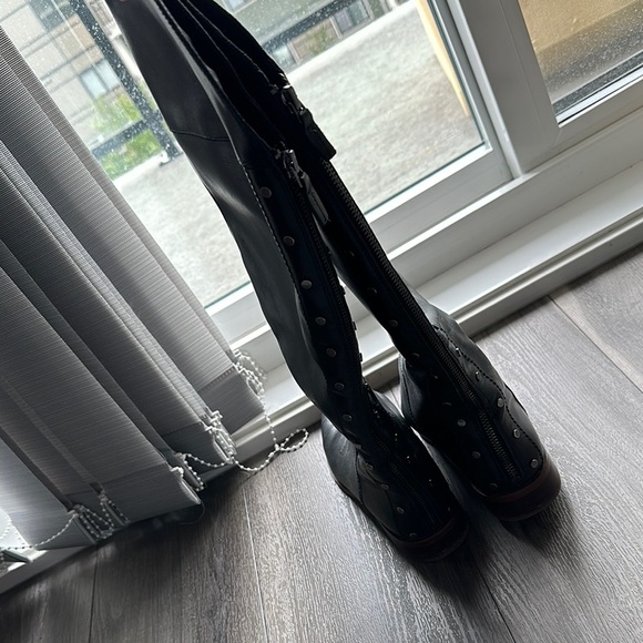 Leather Frank Sarto Black Knee-High Women's Boots - Picture 2 of 12